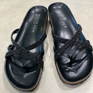 Black Strappy sandals with a tiny bit of bling.